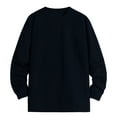 thumbnail image 1 of Wyobmus Mens Crewneck Sweaters Solid Color Long Sleeve Jacquard Weave Knitwear Round Neck Sweaters Tops Navy, 1 of 4