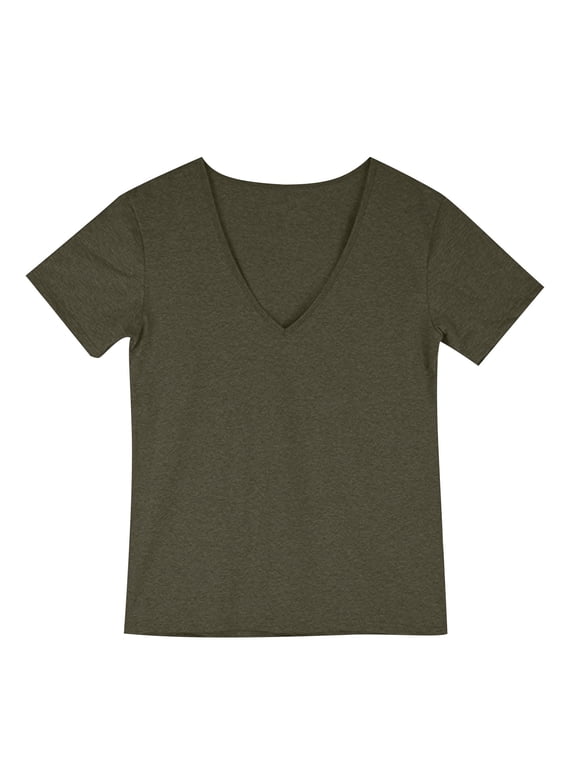 Mens Deep V Neck T Shirt Quick Dry High Stretch Muscle Gym Workout Tee Shirt Short Sleeve Slim Fit Low Cut Tank Tops Olive Green