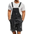 thumbnail image 1 of Wyobmus Mens Denim Bib Overalls Classic Fit Ripped Jeans Short Jumpsuit Casual Adjustable Straps Walkshort With Pockets Summer Rompers S-2X B-Dark Gray, 1 of 7