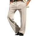 thumbnail image 1 of Wyobmus Mens Dress Pants Classic Fit Expandable-Waist Flat Front Button Ziper Business Affairs Dress Pant Khaki, 1 of 5