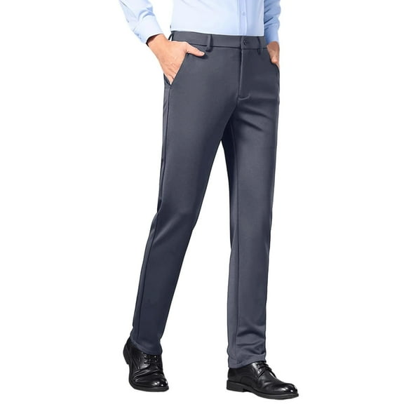 Wyobums Mens Dress Pants Oversized Fit Casual Business Flat Front Suit Pants Wrinkle Free Comfort Stretch formal Pants for Men B-Dark Gray