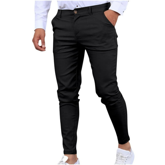 Wyobmus Mens Dress Pants Summer Quick Dry Stretch Casual Tapered Slacks Thin Work Business Trousers With Pockets B-Dark Blue