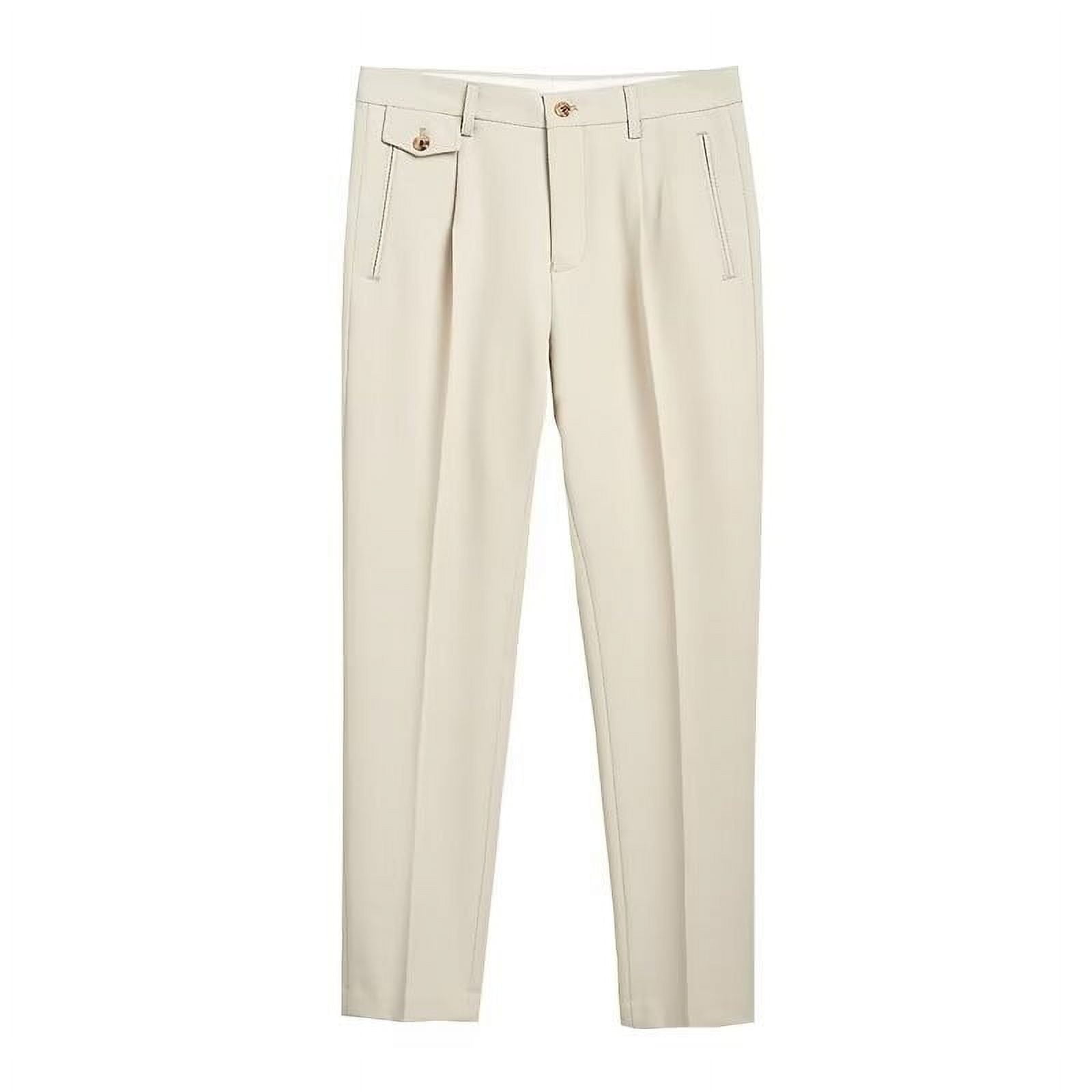 Wyobmus Mens Dress Pants Trendy Straight Leg Solid Color Suit Pants ...