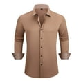 thumbnail image 1 of Wyobmus Mens Dress Shirts formal Long Sleeve Casual Button Down Shirt Regular Fit Business Work Shirt Wedding Contrast Shirt Coffee, 1 of 2