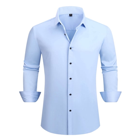 Wyobmus Mens Dress Shirts formal Long Sleeve Casual Button Down Shirt Regular Fit Business Work Shirt Wedding Contrast Shirt Light Blue