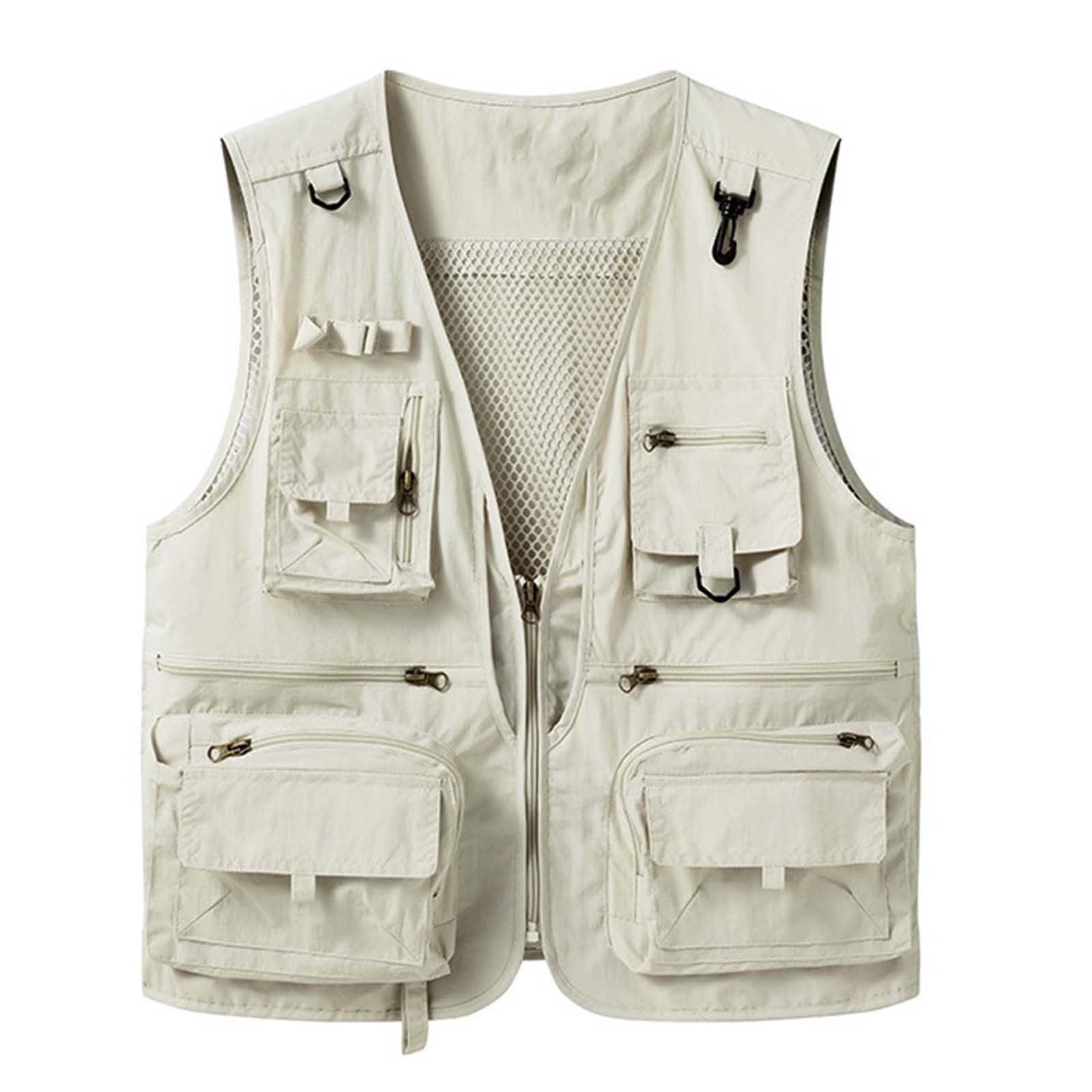 Wyobmus Mens Fishing Hunting Vest Lightweight Outdoor Full Zip Travel ...