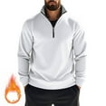 thumbnail image 1 of Wyobmus Mens Fleece Sweatshirts Solid Quarter Zip Pullover Sweatshirt Long Sleeve Stand Collar Athletic Blouse White, 1 of 9
