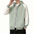 thumbnail image 1 of Wyobmus Mens Full Zip Jacket Color Blocked Pocket Drawstring Loose Hooded Cardigan Jacket Long Sleeve Hooded Casual Jacket Green, 1 of 3