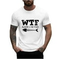 thumbnail image 1 of Wyobmus Mens Graphic Shirts Summer Round Neck Pullover Short Sleeves Casual Printing Tops Size M-4XL White, 1 of 5
