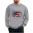 thumbnail image 1 of Wyobmus Mens Graphic Sweatshirt Usa.Flag Sweatshirt Casual Long Sleeve Round Neck Base Hoodless Sweatshirt Gray, 1 of 5