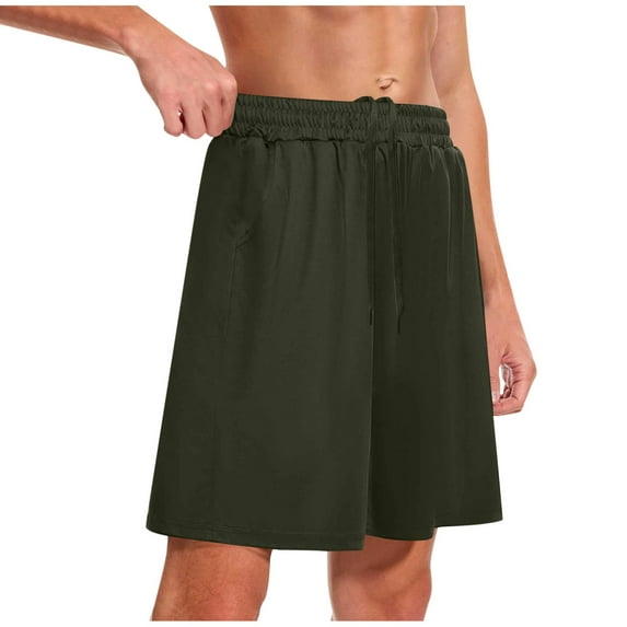 Wyobmus Mens Gym Shorts Quick Dry Basketball Shorts Elastic Waist Drawstring Shorts With Pockets for Casual Activewear Olive Green
