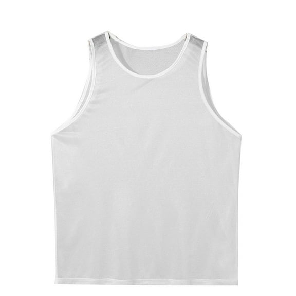 Wyobmus Mens Gym Tank Tops Summer Moisture Wicking Sleeveless Shirts Casual Fitted Mesh Muscle Gym Workout Tank Top S-3X White
