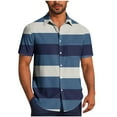 thumbnail image 1 of Wyobmus Mens Hawaiian Shirt Short Sleeve Button Down Shirts Summer Beach Shirts Casual Striped Vacation Shirts S-5X J-Blue, 1 of 6