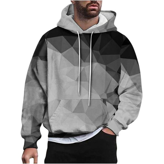 Wyobmus Mens Hooded Sweatshirts Gradient Color Hoodies Pullover Long Sleeve Hooded Sweatshirt Black