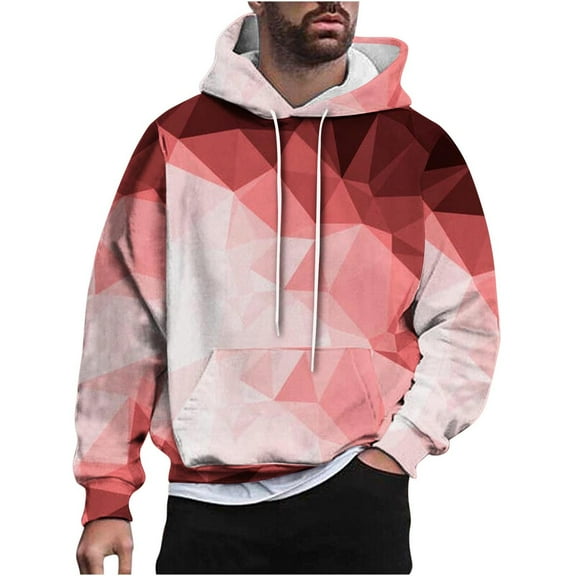 Wyobmus Mens Hooded Sweatshirts Gradient Color Hoodies Pullover Long Sleeve Hooded Sweatshirt Burgundy