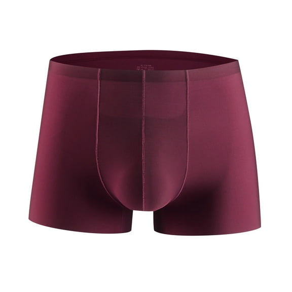 Wyobmus Mens Ice Silk Boxer Briefs Tagless Seamless Quick Dry Underpants Loose Breathable Stretchy Cozy Underwear Boxer Size L-3XL Burgundy