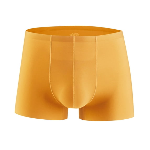Wyobmus Mens Ice Silk Boxer Briefs Tagless Seamless Quick Dry Underpants Loose Breathable Stretchy Cozy Underwear Boxer Size L-3XL Gold