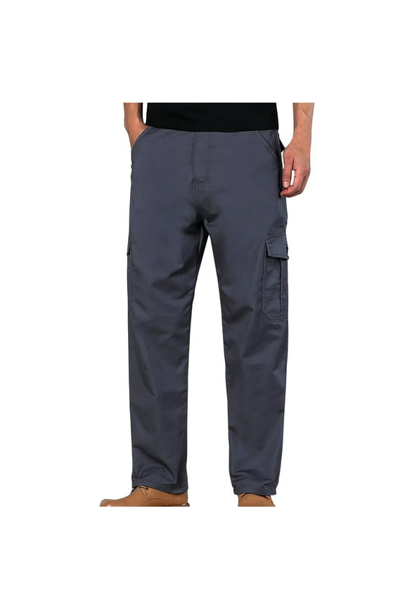 Mens Jeans Solid Color Work Pants Casual Cotton Washed Straight Leg Denim Trousers D-Gray