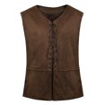 thumbnail image 1 of Wyobmus Mens Lace-Up Tank Tops Retro Sleeveless V Neck Tank Shirt Steampunk Tunic Waistcoat S-2X Brown, 1 of 4