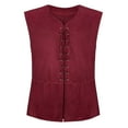 thumbnail image 1 of Wyobmus Mens Lace-Up Tank Tops Retro Sleeveless V Neck Tank Shirt Steampunk Tunic Waistcoat S-2X Red, 1 of 4