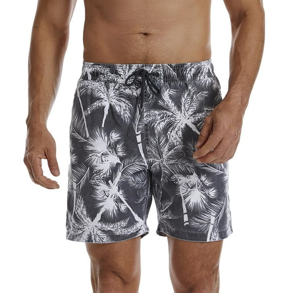 Wyobmus Mens Lightweight Hawaiian Short Plus Size Casual Drawstring Surfing Short Summer Beach Shorts B-Black