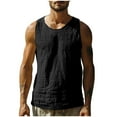 thumbnail image 1 of Wyobmus Mens Linen Tank Tops Moisture Wicking Sleeveless Crew Neck Gym Workout Top Casual Bodybuilding Basic Tees Black, 1 of 6