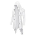 thumbnail image 1 of Wyobmus Mens Long Hooded Cardigan Ruffle Shawl Collar Open Front Lightweight Long Sleeve Drape Cape Overcoat Robe with Pockets White, 1 of 6