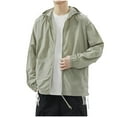 thumbnail image 1 of Wyobmus Mens Long Sleeve Hooded Jackets Sun Protection Clothing Solid Color Hooded Trendy Ice Silk Breathable Lightweight Jacket Green, 1 of 2