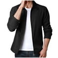 thumbnail image 1 of Wyobmus Mens Long Sleeve Jacket Lightweight Flip Collar Coats Casual Solid Color Zip Up Jackets Black, 1 of 5