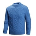 thumbnail image 1 of Wyobmus Mens Long Sleeve Sweaters Casual Knit Lightweight Semi Turtleneck Sweater Loose Fit Knit Jaquared Fall Winter Pullover C-Blue, 1 of 3