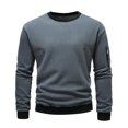 thumbnail image 1 of Wyobmus Mens Long Sleeve Sweatshirt Fashion Solid Color Round Collar Pullover Casual Comfy Basic Shirt Dark Gray, 1 of 7