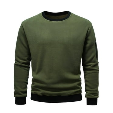 Wyobmus Mens Long Sleeve Sweatshirt Fashion Solid Color Round Collar Pullover Casual Comfy Basic Shirt Olive Green