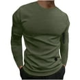 thumbnail image 1 of Wyobmus Mens Long Sleeve T-Shirt Slim Fit Crewneck Pullover Lightweight Soft Base Shirt Top Olive Green, 1 of 4