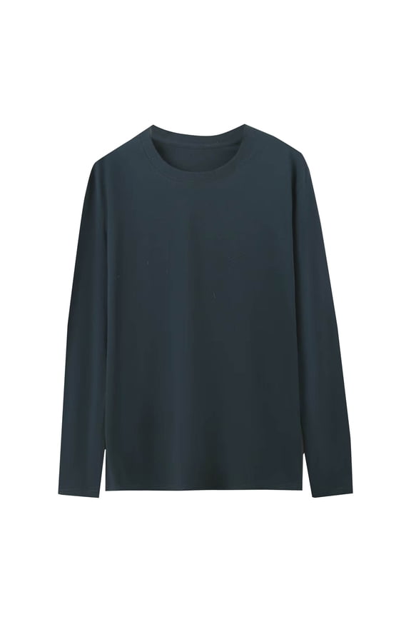 Mens Long Sleeve Thermal Tops Crewneck Base Layer Fitted Underwear Tops Solid Color Stretchy Tee Shirts Green