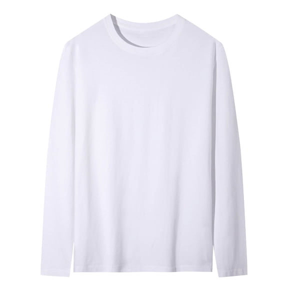 Wyobmus Mens Long Sleeve Thermal Tops Crewneck Base Layer Fitted Underwear Tops Solid Color Stretchy Tee Shirts White