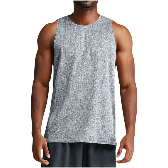Wyobmus Mens Muscle Shirt Casual Loose Fit Basic Undershirt Tank Top Gym Workout Sleeveless Tee S-3X Gray