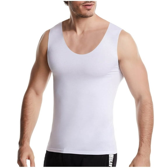Wyobmus Mens Muscle Tank Tops Sleeveless V Neck T Shirts Soft Modal Cotton Casual Workout Bodybuilding Shirt A-White