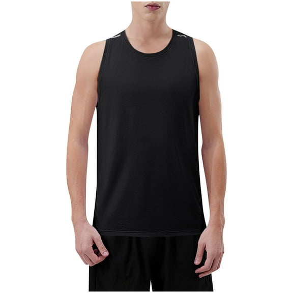 Wyobmus Mens Muscle Tank Tops Wide Strap Workout A-Shirt Tanks Casual Solid Loose Fit Sleeveless Gym Shirts M-3X Black