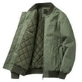 thumbnail image 1 of Wyobmus Mens Oversize Long Sleeve Quilted Jackets Solid Color Zipper Tops Long Sleeves Cotton Loose Hoodless Coat,M-4Xl Olive Green, 1 of 3