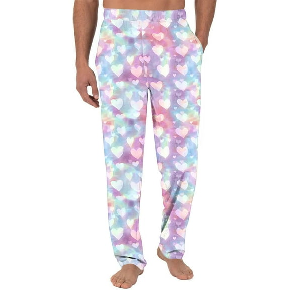 Wyobmus Mens Pajama Pants Lightweight Valentine'S Day Print Pajama Pants Loungewear Sleepwear Straight Leg Pants With Pocket Drawstring I-Multicolor