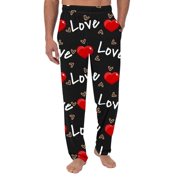 Wyobmus Mens Pajama Pants Lightweight Valentine'S Day Print Pajama Pants Loungewear Sleepwear Straight Leg Pants With Pocket Drawstring P-Multicolor