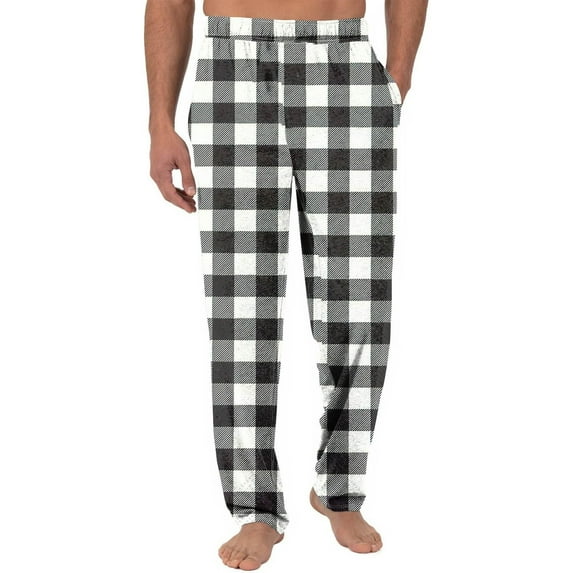 Wyobmus Mens Pajama Pants Relaxed Fit Flannel Pj Bottoms Lounge Sleepwear Bottom Plaid Pants With Pocket Drawstring G-Multicolor