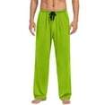 thumbnail image 1 of Wyobmus Mens Pajama Pants Soft Fleece Pajama Bottoms Solid Color Loose Drawstring Sleep Lounge Pants with Pockets A-Mint Green, 1 of 6