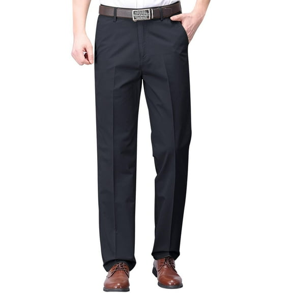 Wyobums Mens Plus Size Dress Pants Comfy Stretch Wrinkle Free Business formal Pants Flat Front Straight Fit Chino Pant A-Navy