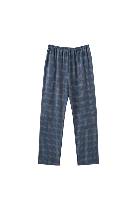 Mens Plus Size Pajama Pants Flannel Cotton Plaid Sleep Lounge Pants Soft Comfy Pj Bottoms With Pockets G-Navy
