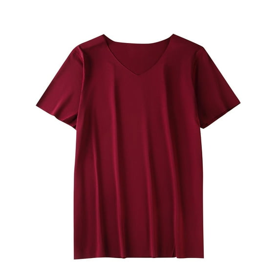 Wyobmus Mens Plus Size Soprt Tshirt Loose Fit Short Sleeve Crew Neck Workout Shirts Solid Color Seamless Stretchy Tight Top Red