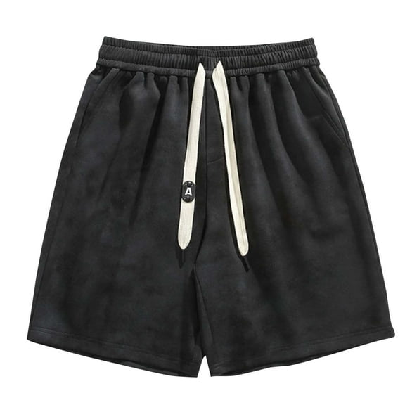 Wyobmus Mens Plus Size Sport Shorts Drawstring Elastic Waist Sweat Shorts Summer Casual Tie-Dye Print Wide Leg Shorts A-Black