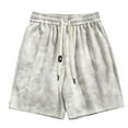 thumbnail image 1 of Wyobmus Mens Plus Size Sport Shorts Drawstring Elastic Waist Sweat Shorts Summer Casual Tie-Dye Print Wide Leg Shorts A-White, 1 of 8