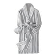 thumbnail image 1 of Wyobmus Mens Plush Robe Solid Color Fleece Robe Shawl Collar Thick And Warm Loose Pajamas Gray, 1 of 3