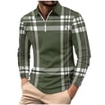 thumbnail image 1 of Wyobmus Mens Quarter Zip Shirt Patchwork Long Sleeve Pullover Shirt Half Zipper Lapeled Sports Blouse Olive Green, 1 of 3